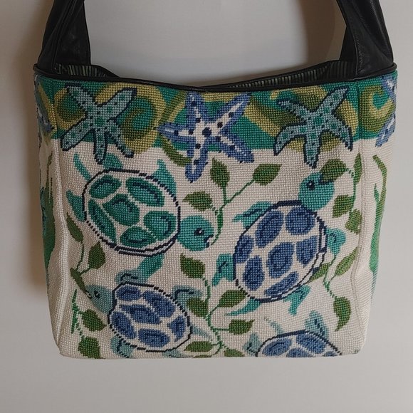 Sea Turtle Starfish Cross Stitch Purse shoulder Bag - Picture 14 of 16